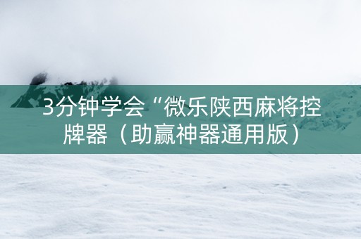 3分钟学会“微乐陕西麻将控牌器（助赢神器通用版）