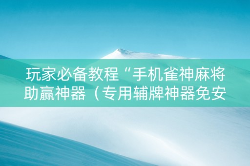 玩家必备教程“手机雀神麻将助赢神器（专用辅牌神器免安装）