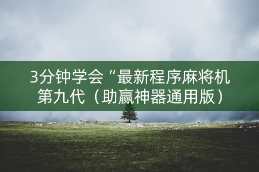 3分钟学会“最新程序麻将机第九代（助赢神器通用版）