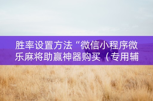 胜率设置方法“微信小程序微乐麻将助赢神器购买（专用辅牌神器免安装）