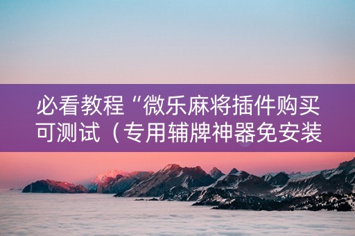 必看教程“微乐麻将插件购买可测试（专用辅牌神器免安装）
