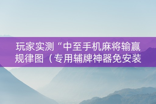 玩家实测“中至手机麻将输赢规律图（专用辅牌神器免安装）