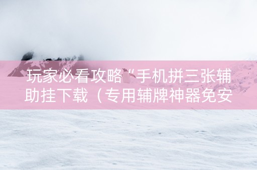 玩家必看攻略“手机拼三张辅助挂下载（专用辅牌神器免安装）