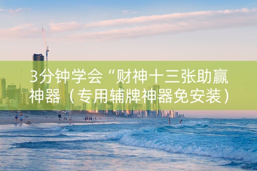 3分钟学会“财神十三张助赢神器（专用辅牌神器免安装）
