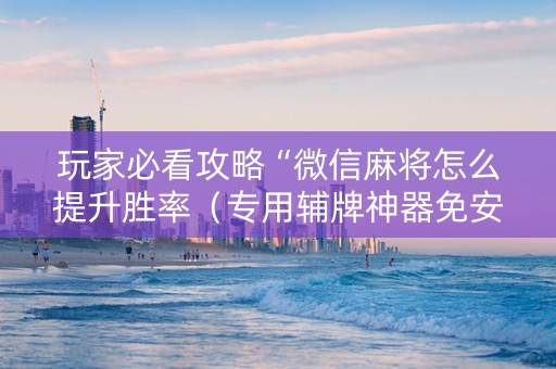 玩家必看攻略“微信麻将怎么提升胜率（专用辅牌神器免安装）