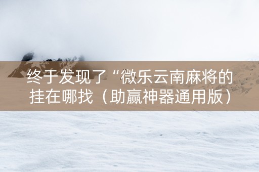 终于发现了“微乐云南麻将的挂在哪找（助赢神器通用版）