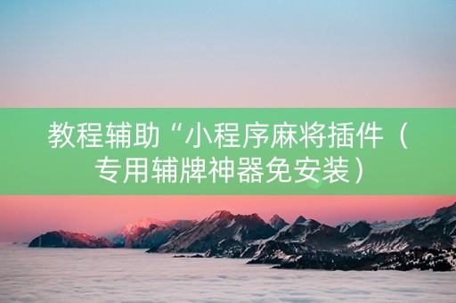 教程辅助“小程序麻将插件（专用辅牌神器免安装）