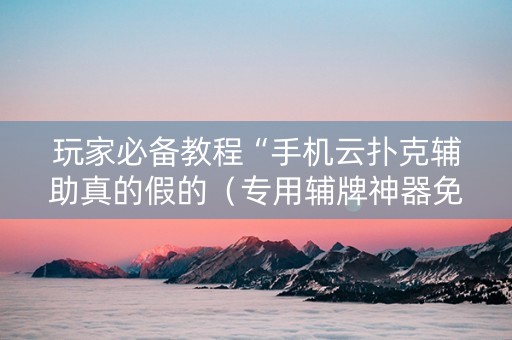 玩家必备教程“手机云扑克辅助真的假的（专用辅牌神器免安装）