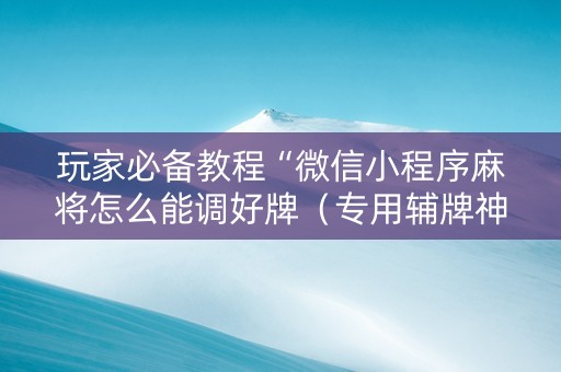 玩家必备教程“微信小程序麻将怎么能调好牌（专用辅牌神器免安装）