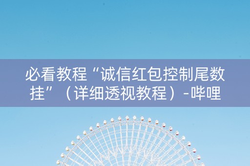 必看教程“诚信红包控制尾数挂”（详细透视教程）-哔哩哔哩