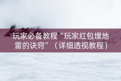玩家必备教程“玩家红包埋地雷的诀窍”（详细透视教程）-哔哩哔哩