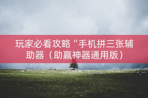 玩家必看攻略“手机拼三张辅助器（助赢神器通用版）