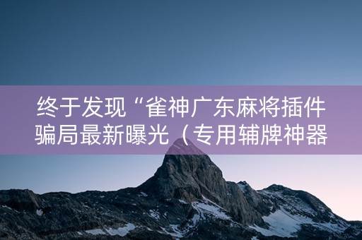 终于发现“雀神广东麻将插件骗局最新曝光（专用辅牌神器免安装）
