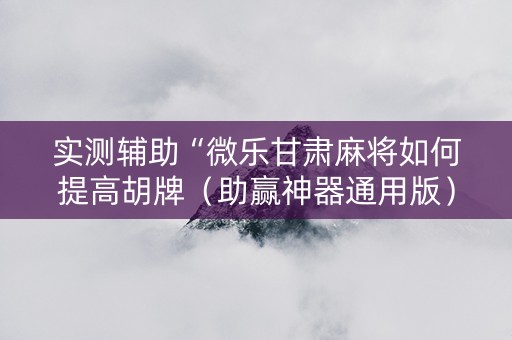 实测辅助“微乐甘肃麻将如何提高胡牌（助赢神器通用版）