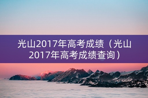 光山2017年高考成绩（光山2017年高考成绩查询）