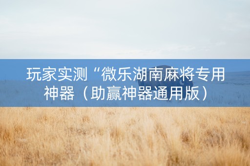 玩家实测“微乐湖南麻将专用神器（助赢神器通用版）
