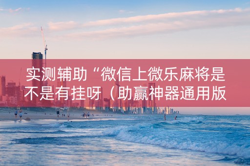 实测辅助“微信上微乐麻将是不是有挂呀（助赢神器通用版）