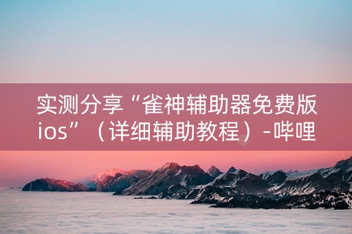 实测分享“雀神辅助器免费版ios”（详细辅助教程）-哔哩哔哩