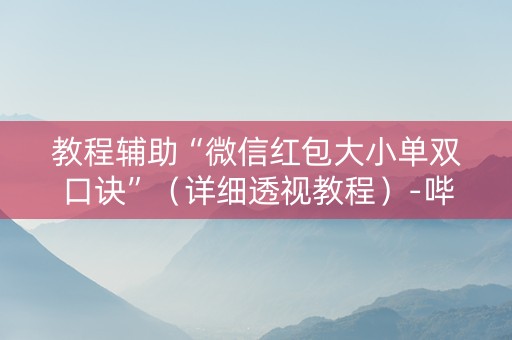 教程辅助“微信红包大小单双口诀”（详细透视教程）-哔哩哔哩