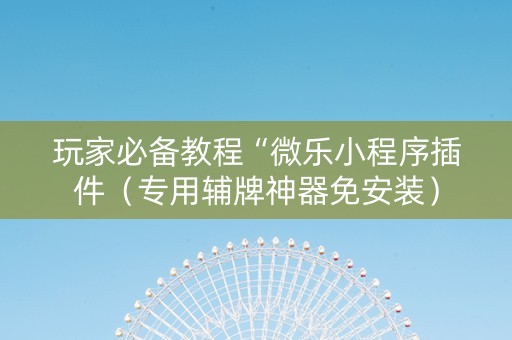 玩家必备教程“微乐小程序插件（专用辅牌神器免安装）