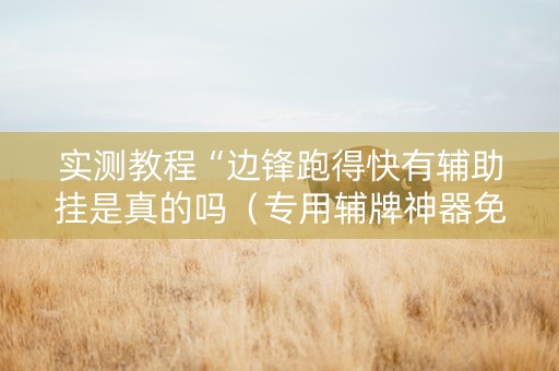 实测教程“边锋跑得快有辅助挂是真的吗（专用辅牌神器免安装）