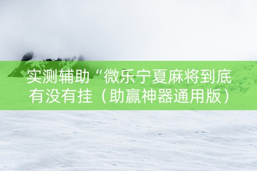 实测辅助“微乐宁夏麻将到底有没有挂（助赢神器通用版）
