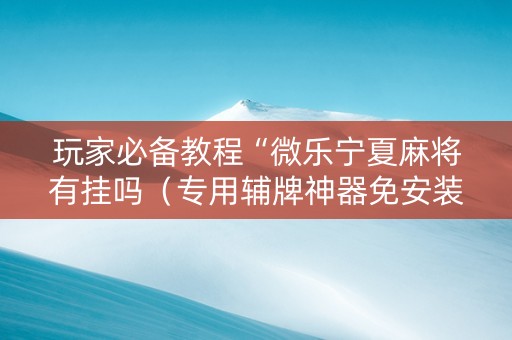 玩家必备教程“微乐宁夏麻将有挂吗（专用辅牌神器免安装）