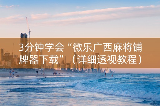3分钟学会“微乐广西麻将铺牌器下载”（详细透视教程）-哔哩哔哩