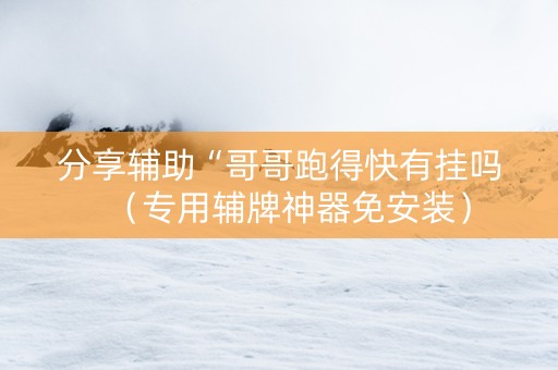 分享辅助“哥哥跑得快有挂吗（专用辅牌神器免安装）