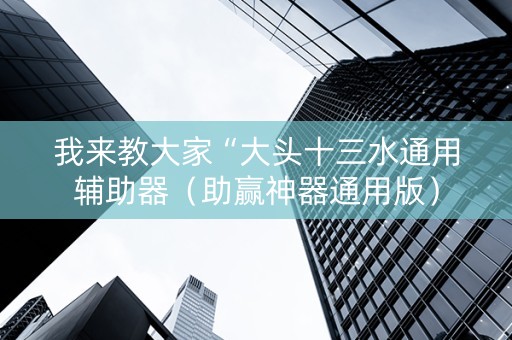 我来教大家“大头十三水通用辅助器（助赢神器通用版）