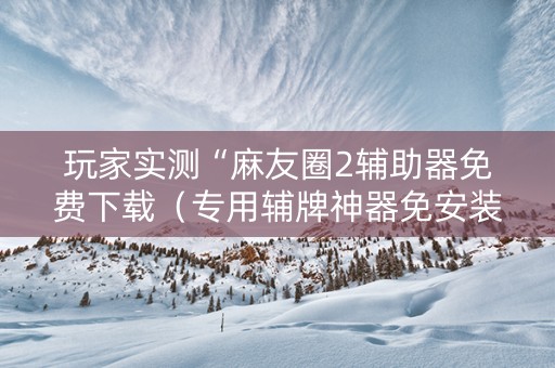 玩家实测“麻友圈2辅助器免费下载（专用辅牌神器免安装）