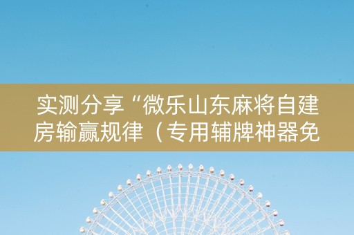 实测分享“微乐山东麻将自建房输赢规律（专用辅牌神器免安装）