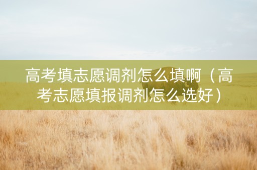 高考填志愿调剂怎么填啊（高考志愿填报调剂怎么选好）
