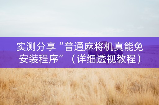 实测分享“普通麻将机真能免安装程序”（详细透视教程）-哔哩哔哩