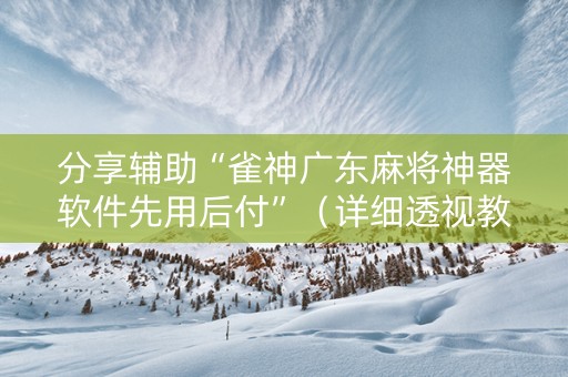 分享辅助“雀神广东麻将神器软件先用后付”（详细透视教程）-哔哩哔哩