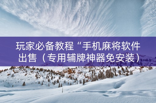 玩家必备教程“手机麻将软件出售（专用辅牌神器免安装）