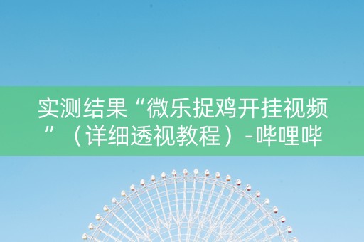 实测结果“微乐捉鸡开挂视频”（详细透视教程）-哔哩哔哩