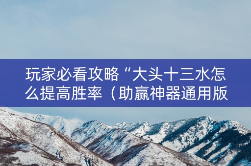 玩家必看攻略“大头十三水怎么提高胜率（助赢神器通用版）