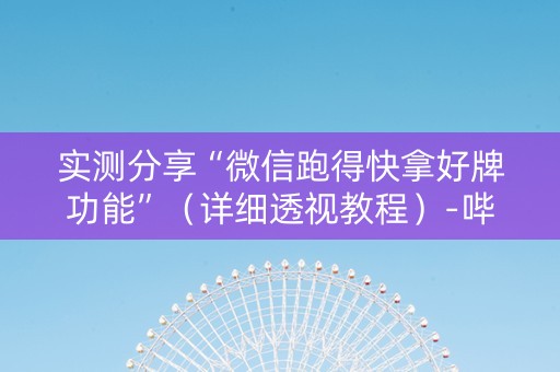 实测分享“微信跑得快拿好牌功能”（详细透视教程）-哔哩哔哩