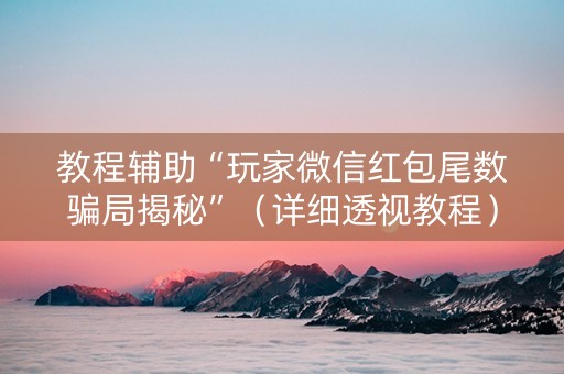 教程辅助“玩家微信红包尾数骗局揭秘”（详细透视教程）-哔哩哔哩