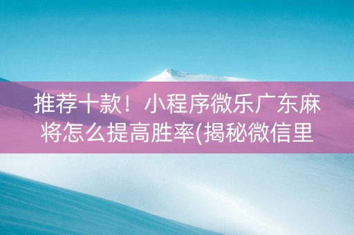 推荐十款！小程序微乐广东麻将怎么提高胜率(揭秘微信里自建房怎么赢)