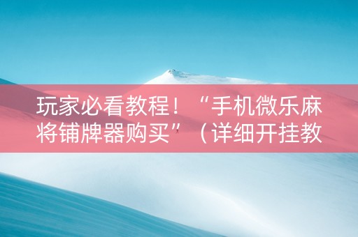玩家必看教程！“手机微乐麻将铺牌器购买”（详细开挂教程）-哔哩哔哩