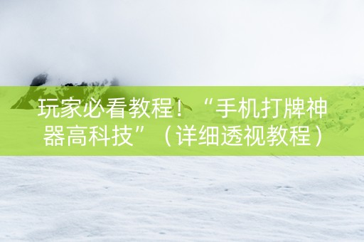 玩家必看教程！“手机打牌神器高科技”（详细透视教程）-哔哩哔哩