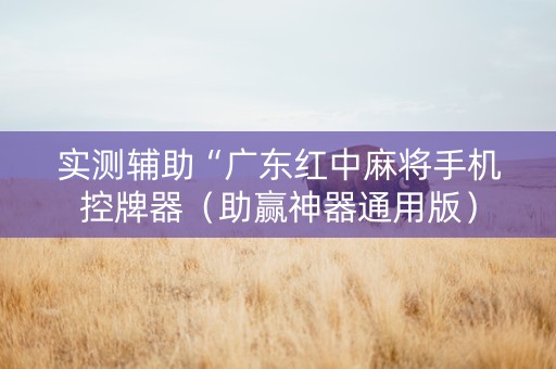 实测辅助“广东红中麻将手机控牌器（助赢神器通用版）