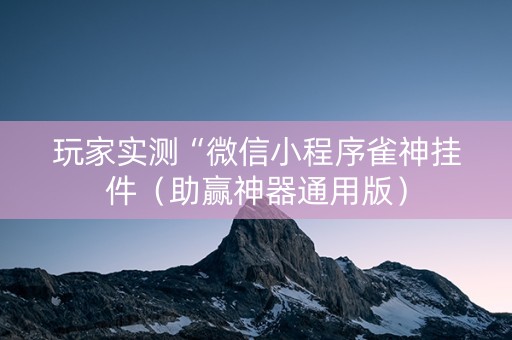 玩家实测“微信小程序雀神挂件（助赢神器通用版）