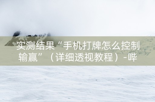 实测结果“手机打牌怎么控制输赢”（详细透视教程）-哔哩哔哩