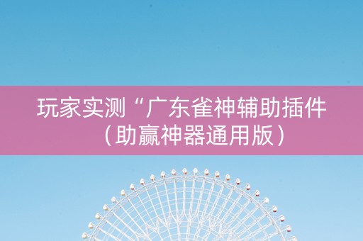 玩家实测“广东雀神辅助插件（助赢神器通用版）