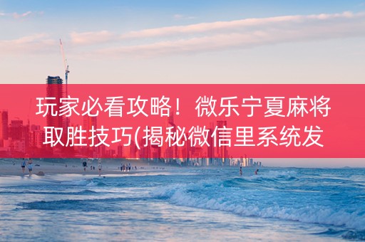 玩家必看攻略！微乐宁夏麻将取胜技巧(揭秘微信里系统发好牌)