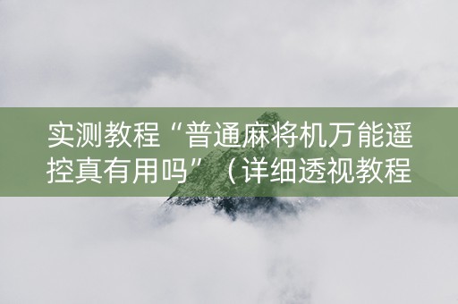 实测教程“普通麻将机万能遥控真有用吗”（详细透视教程）-哔哩哔哩