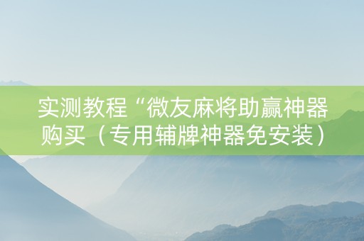 实测教程“微友麻将助赢神器购买（专用辅牌神器免安装）